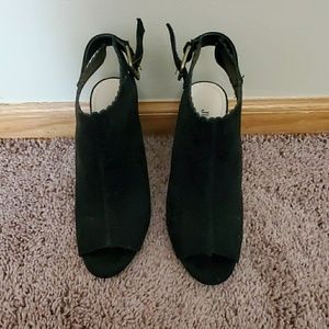 Black ankle booties open toe